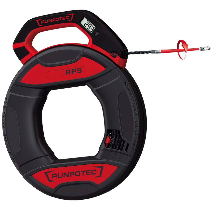 RP5 cable pulling tool with digital meter counter, length: 20 m/65,62 ft., triple twisted special pl