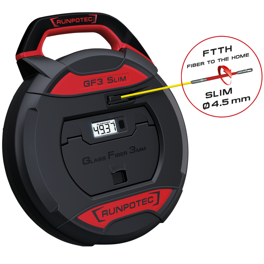 GF3 SLIM (FTTH) - Kabeleinziehger&amp;#228;t inkl. digitalem Meterz&amp;#228;hler, L&amp;#228;nge: 30m, Glasfaserstab &amp;#216; 3mm, in